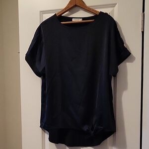 Elegant Navy Short Sleeve Women's Top